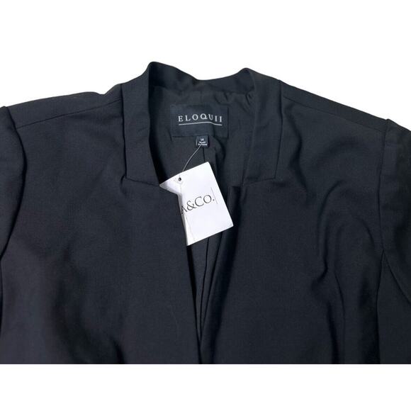 Eloquii Blazer Jacket Women's Size 14 Black Cotton Blend One Button Career New - Picture 3 of 6